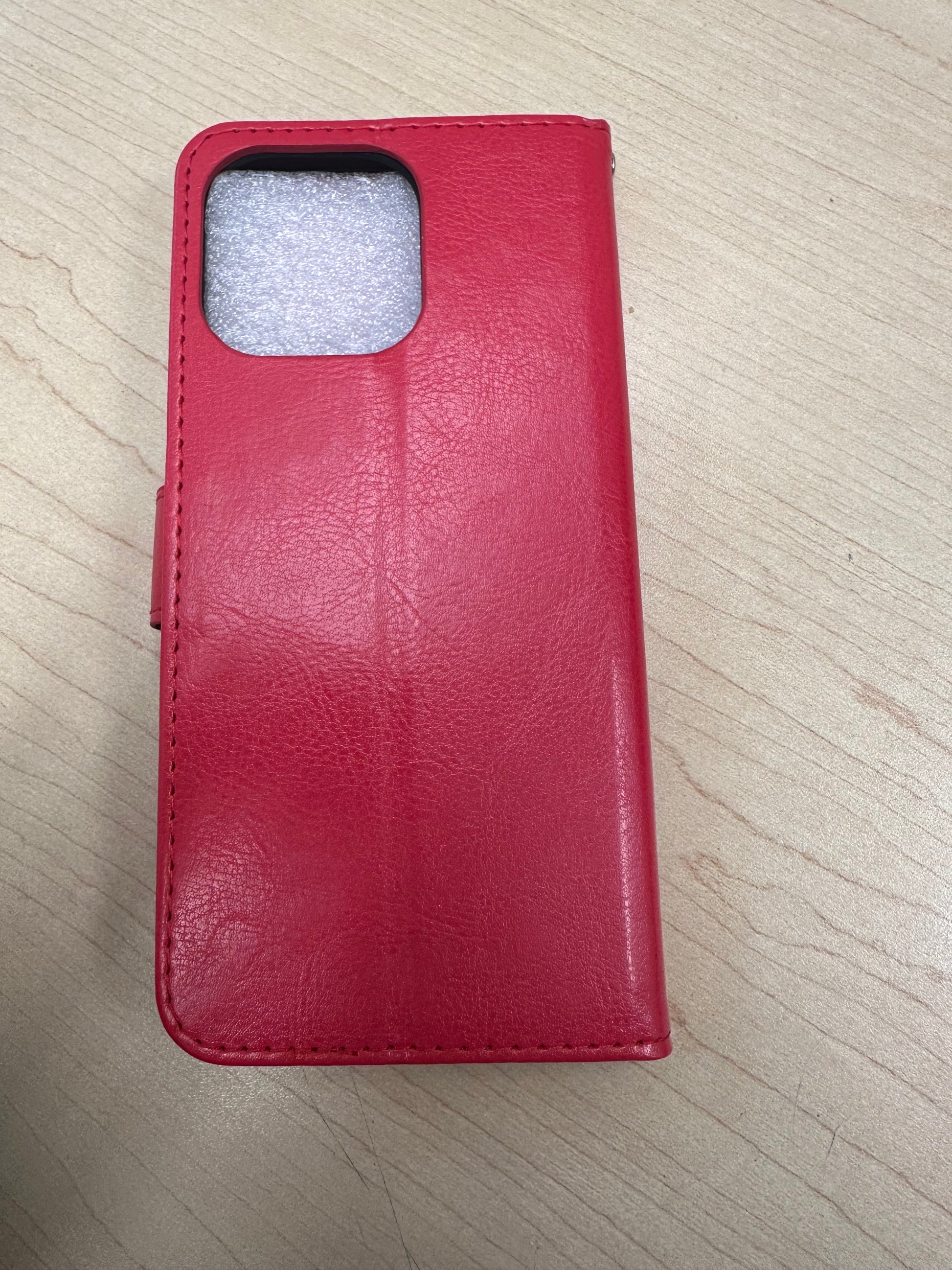 red leather wallet case for iPhone 14 Pro Max